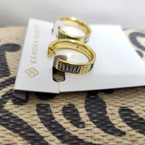 SOLD!!!    Kendra Scott  Crystal & Gold Hoop Earrings - Picture 8 of 8